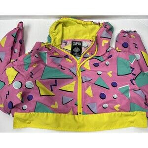 Super Massive 1/4  Zip Bubblegum Small Windbreaker Pullover Retro